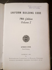 1964 Edition- Third Printing Uniform Building Code Vol 1 by The ICBO