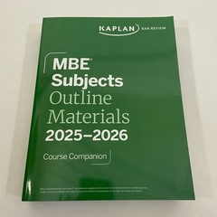 Kaplan Bar Review MBE Subjects Outline Materials 2025-2026 Course Companion TPB
