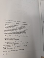 Antenna Theory & Design, By Stutzman & Thiele, 1981 Hardcover
