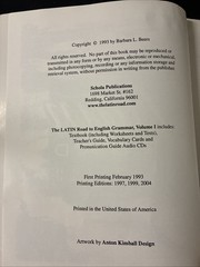 The Latin Road to English Grammar Volume One Student Book w/Worksheets Schola