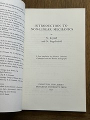 Introduction to Non-Linear Mechanics 1963 By Kryloff, Bogoliuboff Vintage