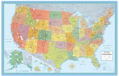 RAND MCNALLY SIGNATURE UNITED STATES WALL MAP LAMINATED FINISH Sz 50″ x 32” NEW