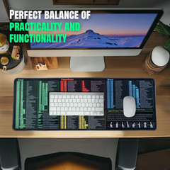 Windows, Word, Excel & Powerpoint Cheat Sheet Desk Pad, Large Mouse Pad, Keyboar