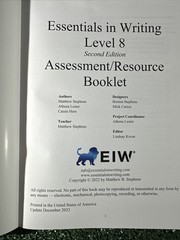 Essentials In Writing Level 8 Second Edition Resource Booklet