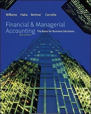 Financial & Managerial Accounting – 9780078111044, Jan Williams, hardcover, new