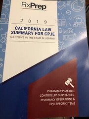 RxPrep 2019 California Law Summary for CPJE – Paperback By RxPrep, New