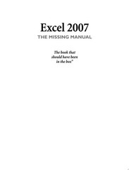 Excel 2007: The Missing Manual by MacDonald, Matthew, Good Book