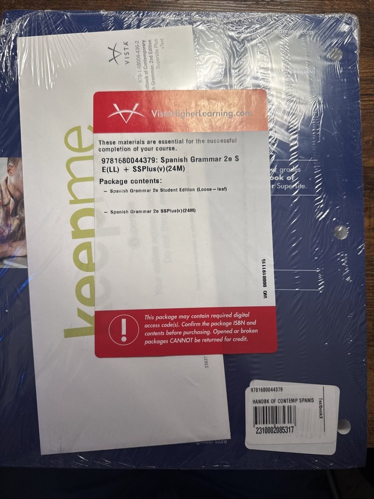 Vista Spanish Grammar 2e + 24M Access ISBN 9781680044379 – Code Included New