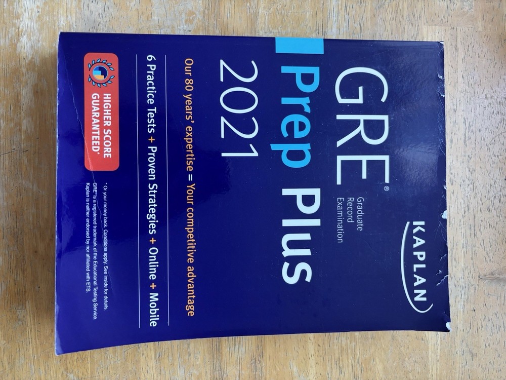 Kaplan GRE Prep Plus 2021 Review Book (w/ 6 Practice Tests) – Unused
