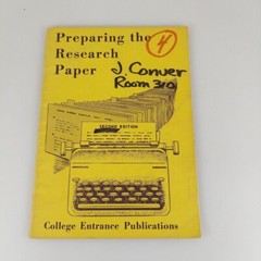 Preparing the Research Paper Second Edition College Entrance Publications 1957