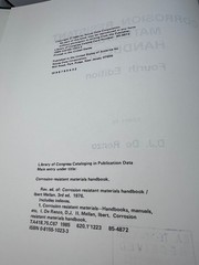 Corrosion Resistant Materials Handbook Forth Edition by D.J. De Renzo 1985