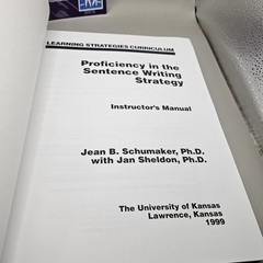 Proficiency Sentence Writing Strategy Jean Schumaker Instructor’s Manual And…