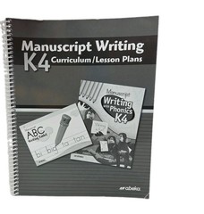 Abeka K4 Manuscript Lesson Plans for Manuscript Writing with Phonics K4