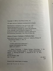 Radon and Its Decay Products in Indoor Air HC/DJ 1988 E2