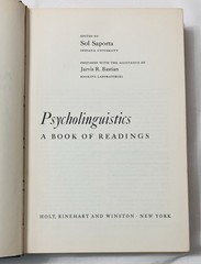 Psycholinguistics Book of Readings Saporta (1961) 1st Ed HC Linguistics Chomsky