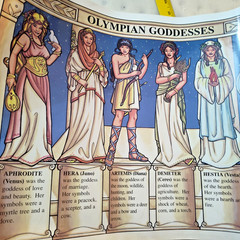 VTG Greek Mythology Posters Laminated Educational Olympian Goddesses Set of 3