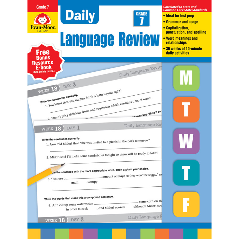 EVAN-MOOR EMC2797 Daily Language Review Teacher’s Edition Book Grade 7
