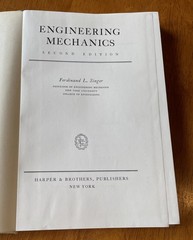 Engineering Mechanics Second Edition Book Hardcover Ferdinand L. Singer 1954 GUC