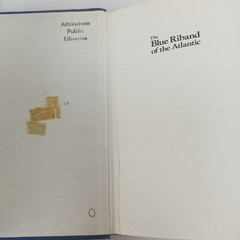 The Blue Riband Of The Atlantic Tom Hughes 1st Ed. 1973 PSL Shipping Ex-Library