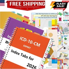 Upgraded Index tabs for CPT 2026 + ICD-10 -CM 2026 AAPC Version + HCPCS Level…