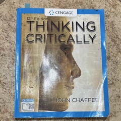 Cengage Thinking Critically 12th Edition John Chaffee 2019 Paperback English