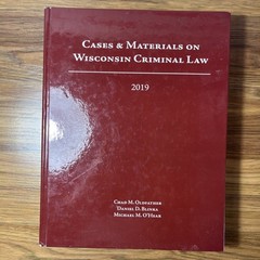 Cases & Materials On Wisconsin Criminal Law 2019 Hardcover See Photos Ships Fast