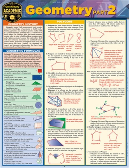 Geometry: Part 2 Laminate Reference Chart: Segments, Lines, Planes, Geometric Fo