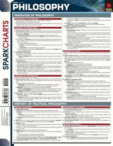 PHILOSOPHY (SPARKCHARTS) By Sparknotes *Excellent Condition*