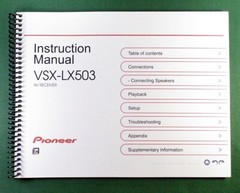 Pioneer VSX-LX503 Instruction Manual: Full Color 174 Pages & Protective Covers!