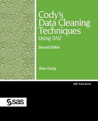 Cody’s Data Cleaning Techniques Using SAS – Paperback, by Cody Ron – Very Good q