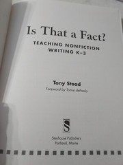 IS THAT A FACT? TEACHING NON-FICTION WRITING K-3 TONY STEAD (2002,TPK) BL2B