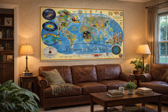 HISTORY OF WORLD BELIEFS Comparative Religions Art Work Map Educational 24x 36