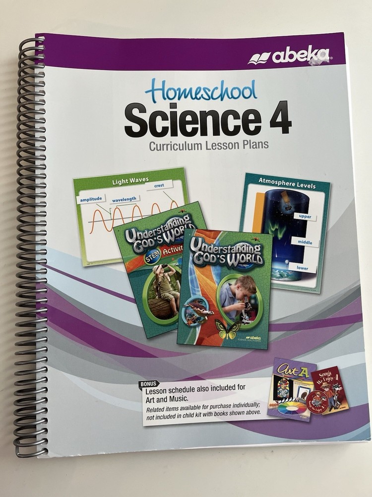 ABEKA Homeschool Science 4 Curriculum Lesson Plans 2023 Bonus Art Music Schedule