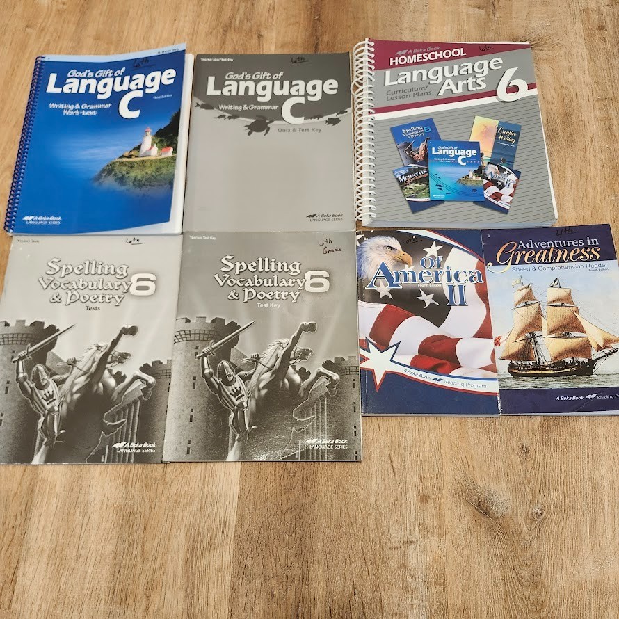 Abeka Grade 6 English Bundle: Language Arts C, Spelling Vocabulary Poetry & More