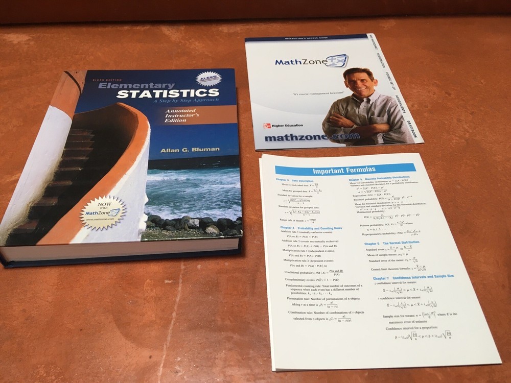 ELEMENTARY STATISTICS SIXTH EDITION With MATH ZONE By Allan G Bluman