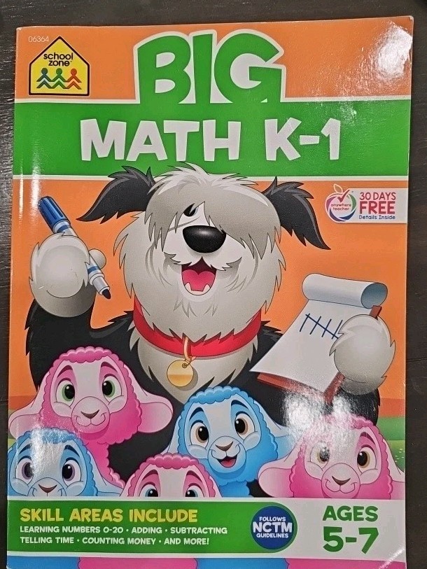School Zone Big Math K-1 Workbook: 320 Pages, Kindergarten, 1St Grade, Numbers,