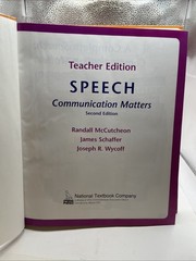 Speech: Communication Matters Second Edition – Teacher Edition