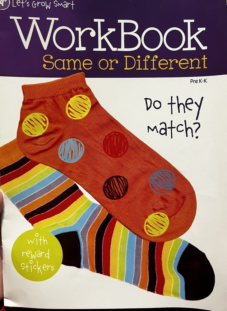 Workbook Same Or Different with Reward Stickers, Pre K-K Workbook, 32 Pages