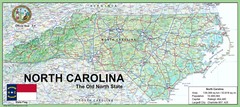 North Carolina USA Physical Map – Laminated 76.2cm x 33.9cm