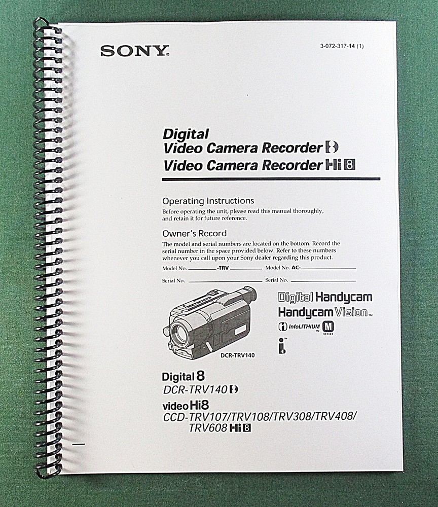 Sony DCR-TRV140 Instruction Manual: 148 Pages & Protective Covers!
