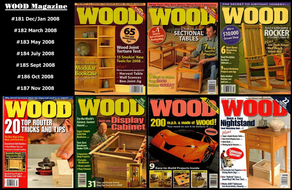 WOOD Magazine ~ All 7 Issues of 2008~ 720 Pages! ~ Excellent Condition