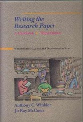 Writing the Research Paper: A – Paperback, by Winkler Anthony C – Very Good n