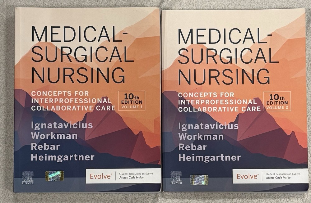 $180 Medical-Surgical Nursing BOOKMARKED 10th Ed Vol. 1&2 Set Used NCLEX College