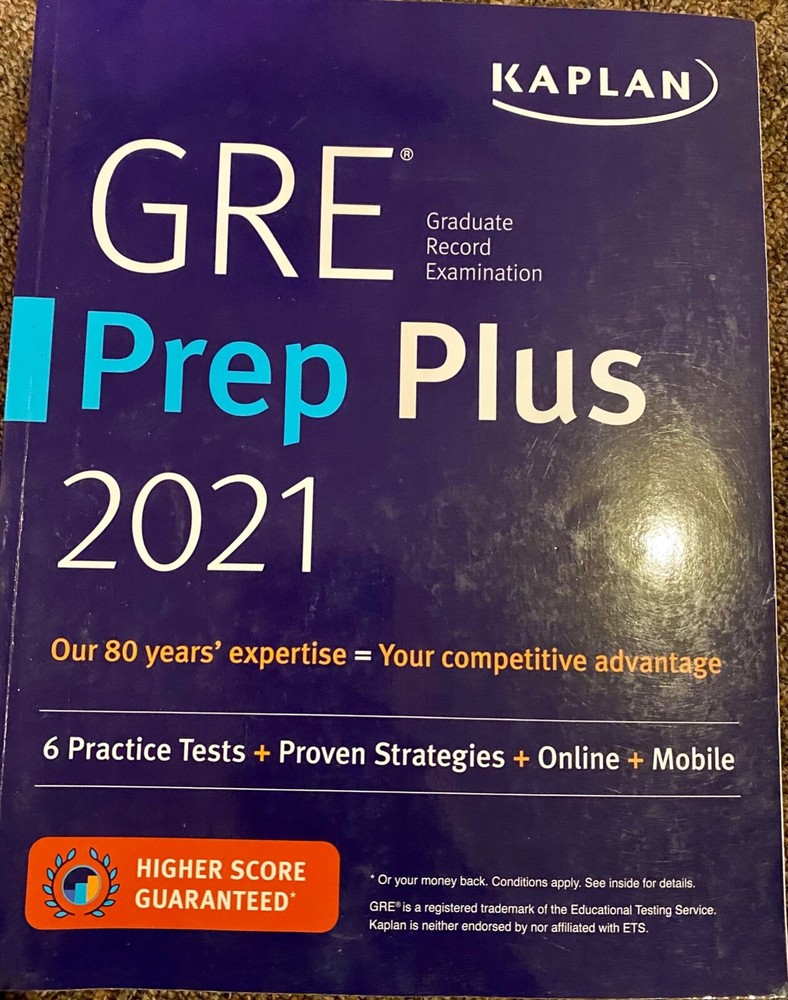 GRE Prep Plus 2021, 6 Practice tests, Kaplan, great condition