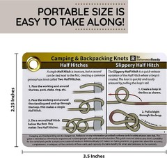 Outdoor Knots Pocket Guide – Waterproof Knot Tying Cards with Mini Carabiner, 22