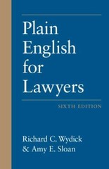 Plain English for Lawyers by Amy Sloan and Richard Wydick (2019, Trade…