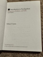 Introduction to Paralegalism By William Statsky 4th Fourth Edition Text Book