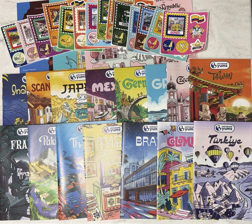 Various Booklets And Stickers From Universal Yums – Learn About Other Countries