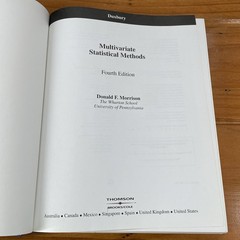 Multivariate Statistical Methods 4th Edition Morrison Statistics Hardcover 2005
