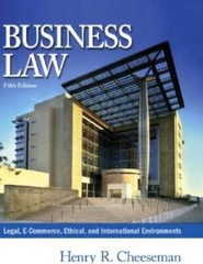 Business Law, Fifth Edition – Hardcover By Cheeseman, Henry R – GOOD